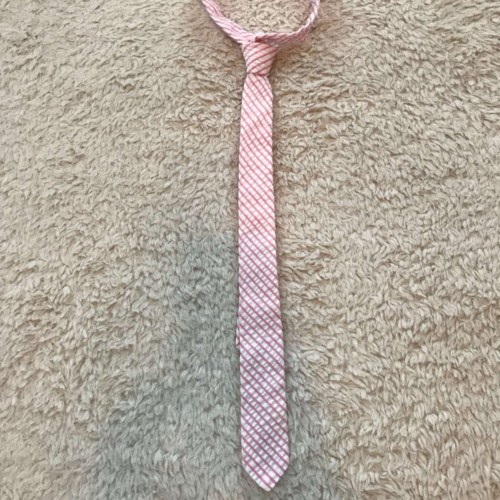 Esprit Pink & White Striped Seersucker Skinny Tie